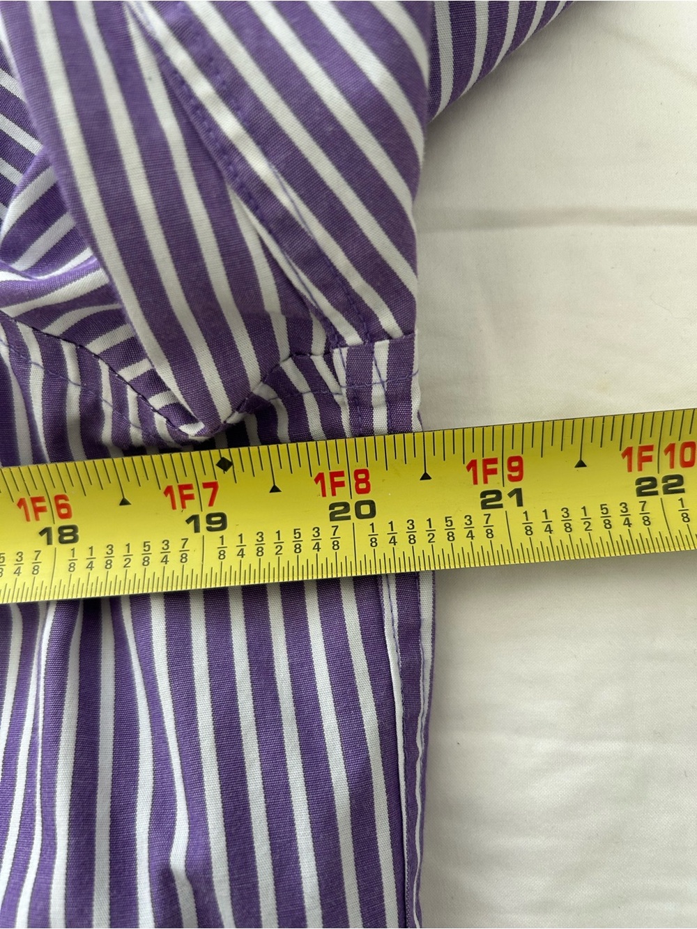 Lauren Ralph Lauren Women’s Purple and White Striped Dress Shirt Petite Large - Picture 5 of 9